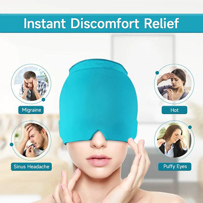 2PCS Form Fitting Gel Ice Headache  Migraine Relief Hat