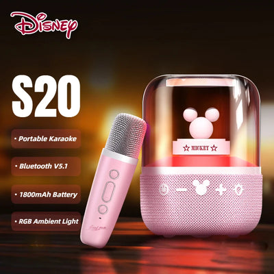 Disney S20 Mini Karaoke Speaker Bluetooth 51 Wireless Microphone