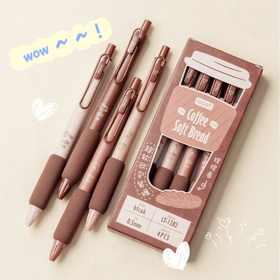 4PC Pack Coffee Gel Pen Set 0.5mm