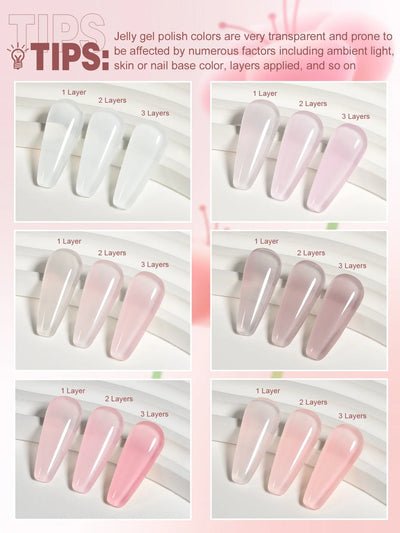 Jelly Gel Nail Polish Set Translucent Nail Polish Gel 6PCS 10ml