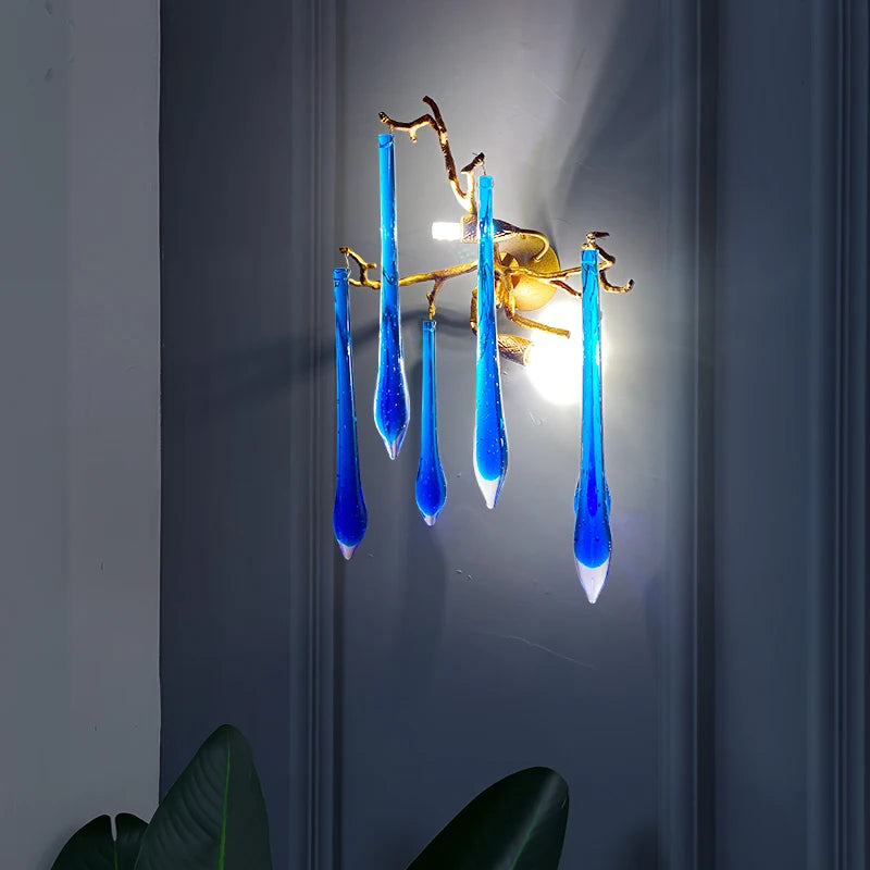Luxury Blue Crystal Wall Lamp