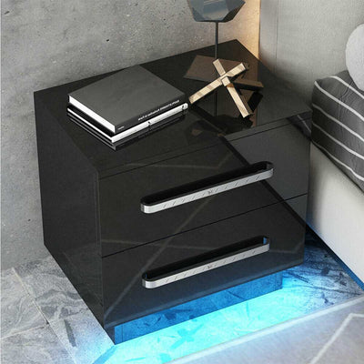 Modern Luxury Nightstand Bedside Table LED Storage Cabinet Sofa Bed side Table